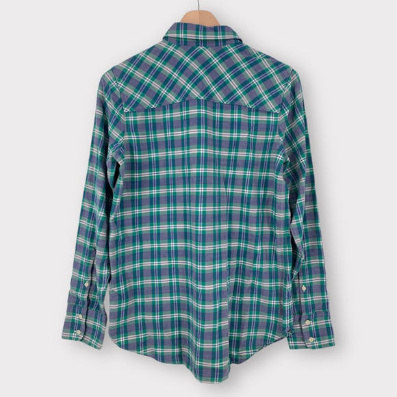 J.Crew Boy Fit Plaid Flannel Shirt Green Blue 4 - Picture 2 of 10